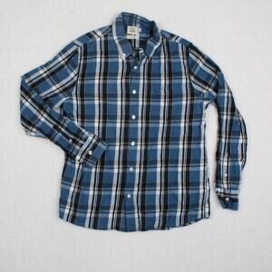 Flint Tinder Shirt Men Large Blue Plaid Button Front Slim Fit Long Sleeve Preppy